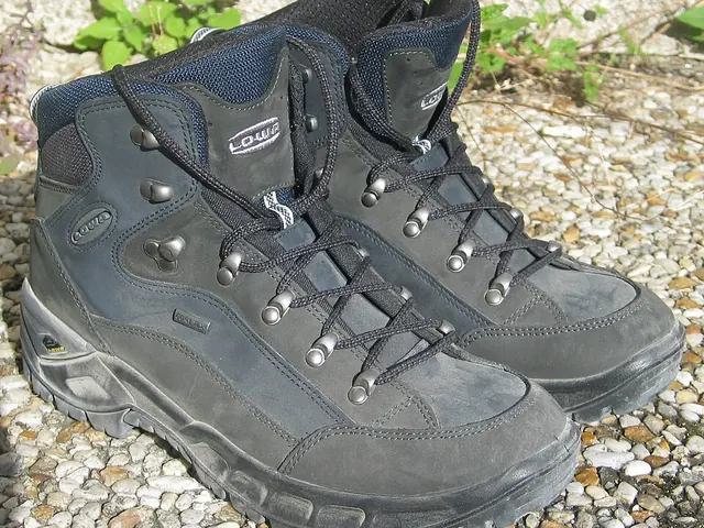 Broken-in waterproof hiking boots